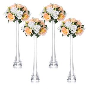 ⭐️4 Pcs Eiffel Tower Vase Glass Clear Eiffel Tower Vases Table Centerpiece 19.7”